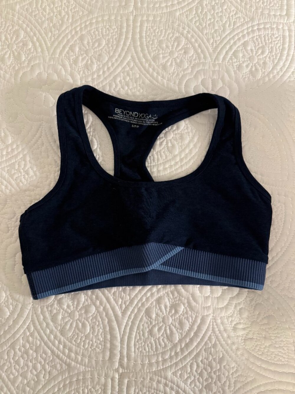 Beyond Yoga Women's Navy and Blue Bra